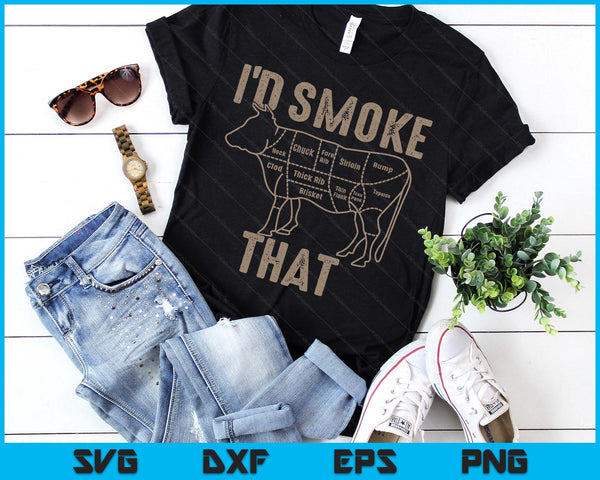 Chef Butcher Cook BBQ I'd Smoke That Cow Beef SVG PNG Digital Printable Files