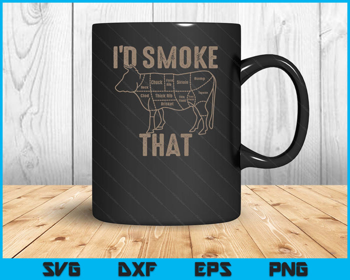 Chef Butcher Cook BBQ I'd Smoke That Cow Beef SVG PNG Digital Printable Files