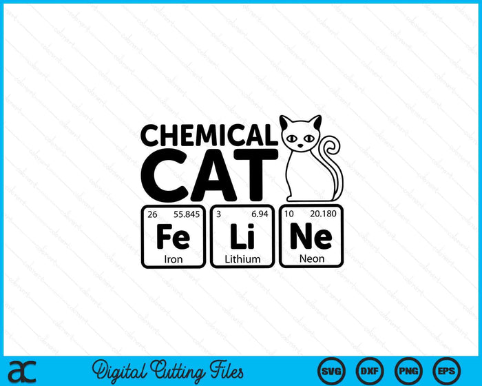 Chemical Cat Feline Chemistry Fun Periodic Table of Elements SVG PNG Digital Cutting Files