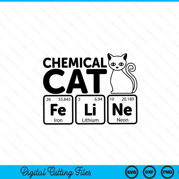 Chemical Cat Feline Chemistry Fun Periodic Table of Elements SVG PNG Digital Cutting Files