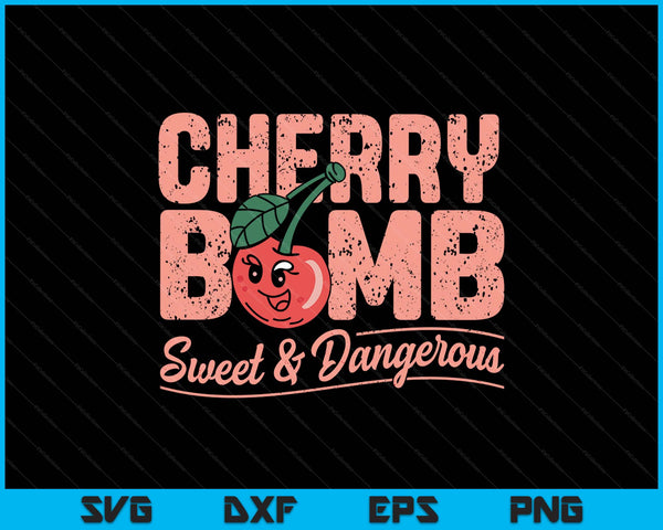 Cherry Bomb Cherries Roller Derby Retro 70s SVG PNG Digital Printable Files