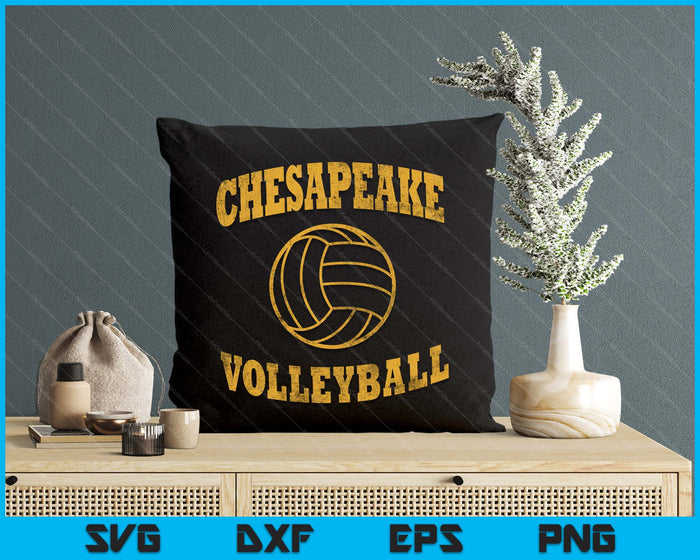 Chesapeake Volleyball Classic Vintage Distressed SVG PNG Digital Cutting Files