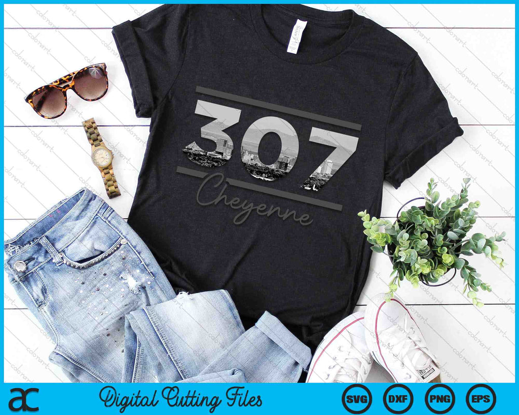 Cheyenne 307 Area Code Skyline Wyoming Vintage SVG PNG Cutting Files ...
