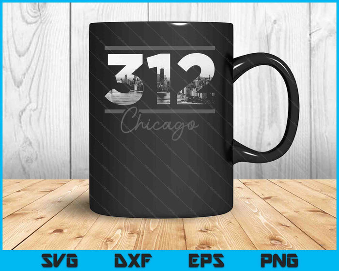 Chicago 312 Area Code Skyline Illinois Vintage SVG PNG Cutting Printable Files