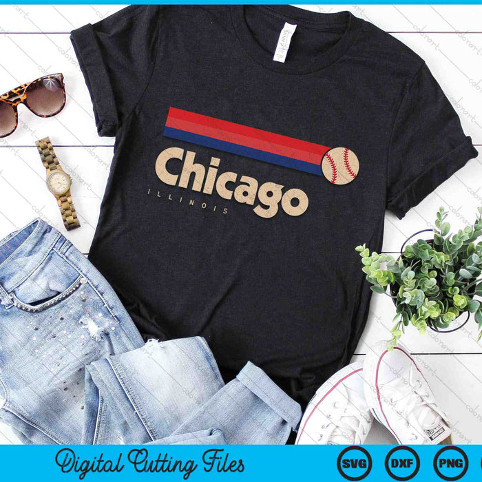 Chicago Baseball City Illinois Retro Chicago SVG PNG Digital Cutting Files