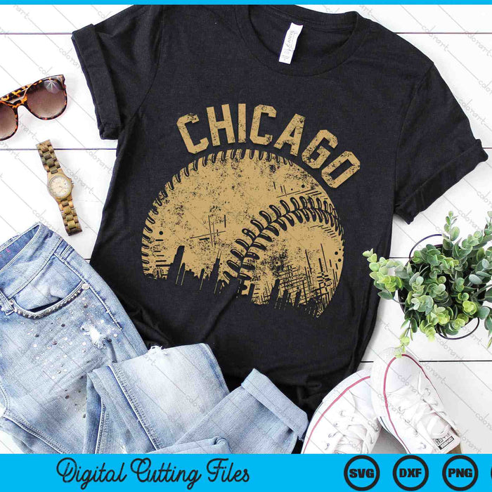 Chicago Baseball Skyline Player Coach Fan SVG PNG Digital Printable Files