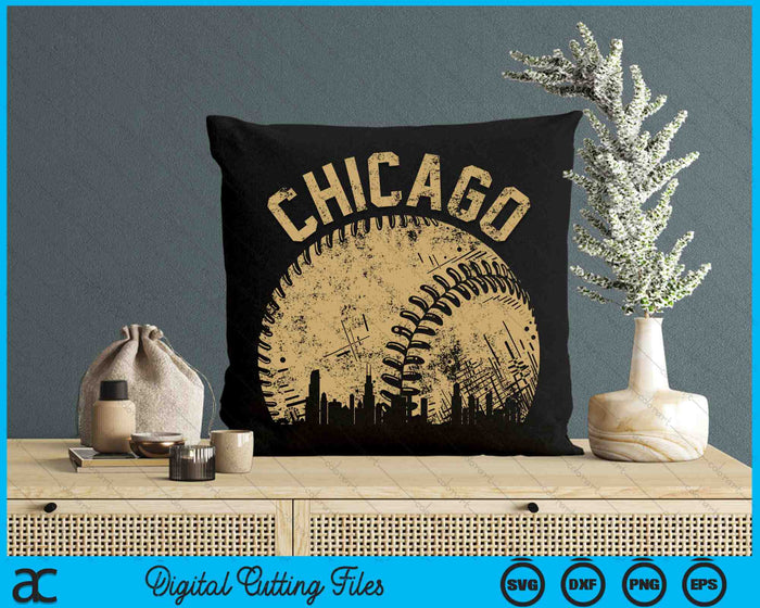 Chicago Baseball Skyline Player Coach Fan SVG PNG Digital Printable Files