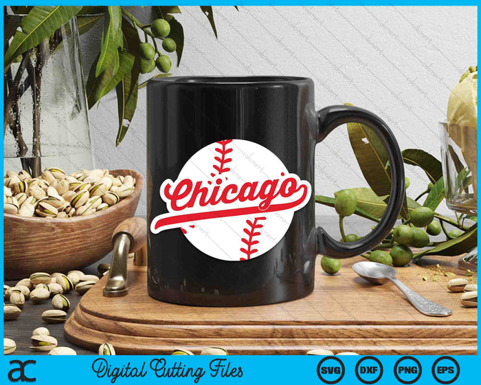 Chicago Baseball Vintage Chicago Pride Love City Red SVG PNG digitale snijbestanden
