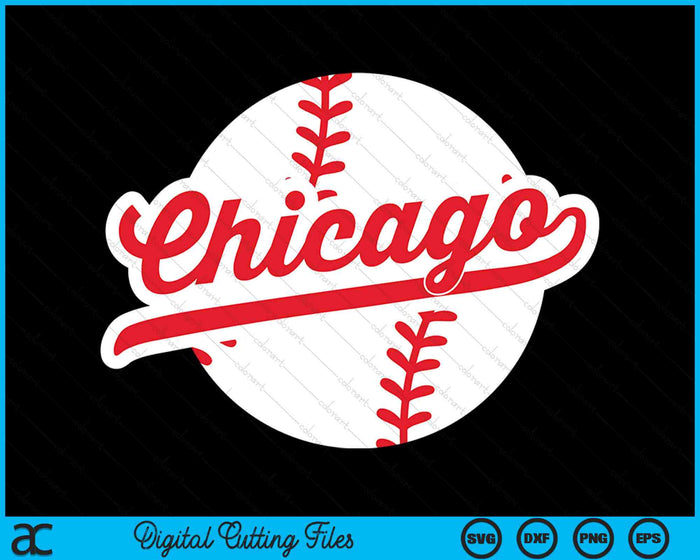 Chicago Baseball Vintage Illinois Pride Love City Red SVG PNG Digital Cutting Files