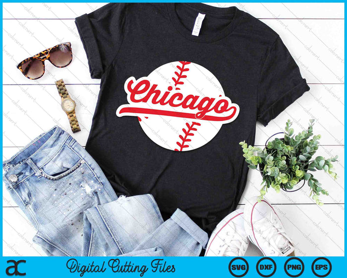 Chicago Baseball Vintage Illinois Pride Love City Red SVG PNG Digital Cutting Files