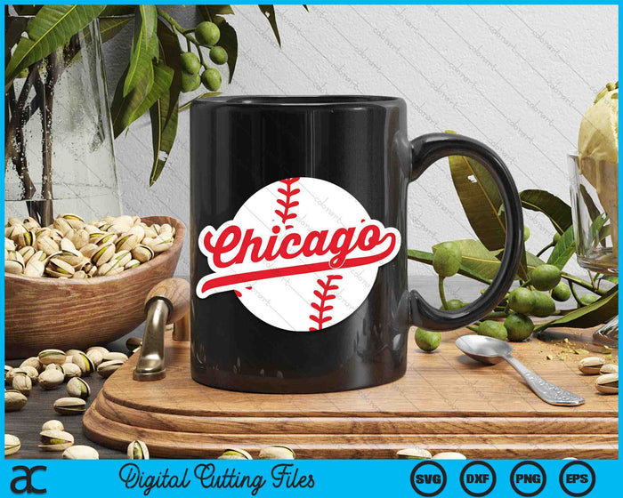 Chicago Baseball Vintage Illinois Pride Love City Red SVG PNG Digital Cutting Files