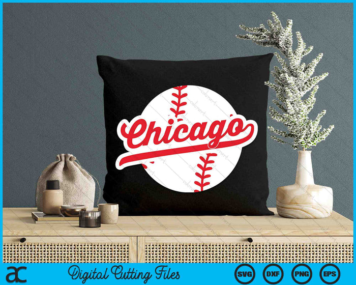 Chicago Baseball Vintage Illinois Pride Love City Red SVG PNG Digital Cutting Files