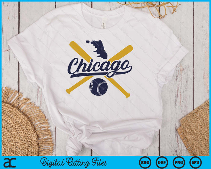 Chicago Baseball Vintage Wisconsin Pride Love City SVG PNG Digital Cutting Files