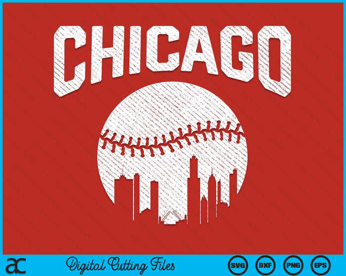 Chicago City California Baseball Skyline Vintage Souvenir SVG PNG Digital Printable Files