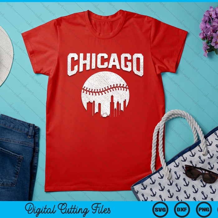 Chicago City California Baseball Skyline Vintage Souvenir SVG PNG Digital Printable Files
