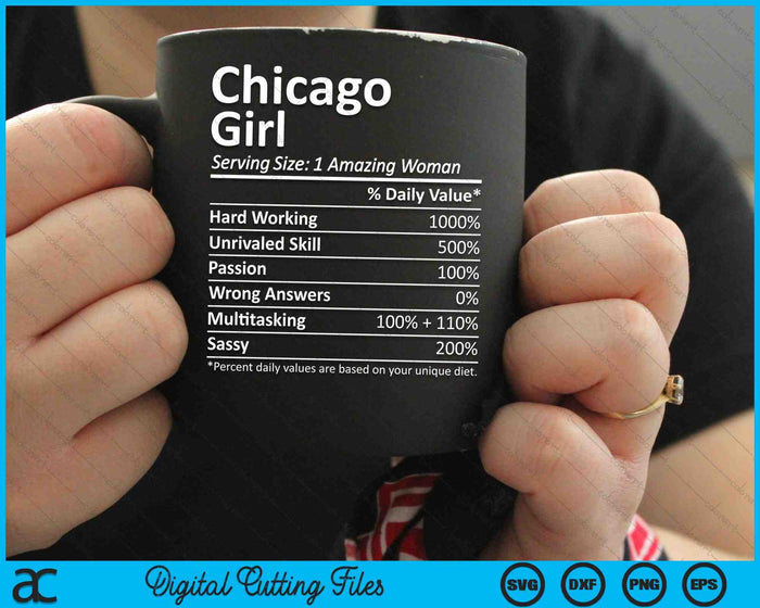 Chicago Girl IL Illinois Funny City Home Roots SVG PNG Cortar archivos imprimibles