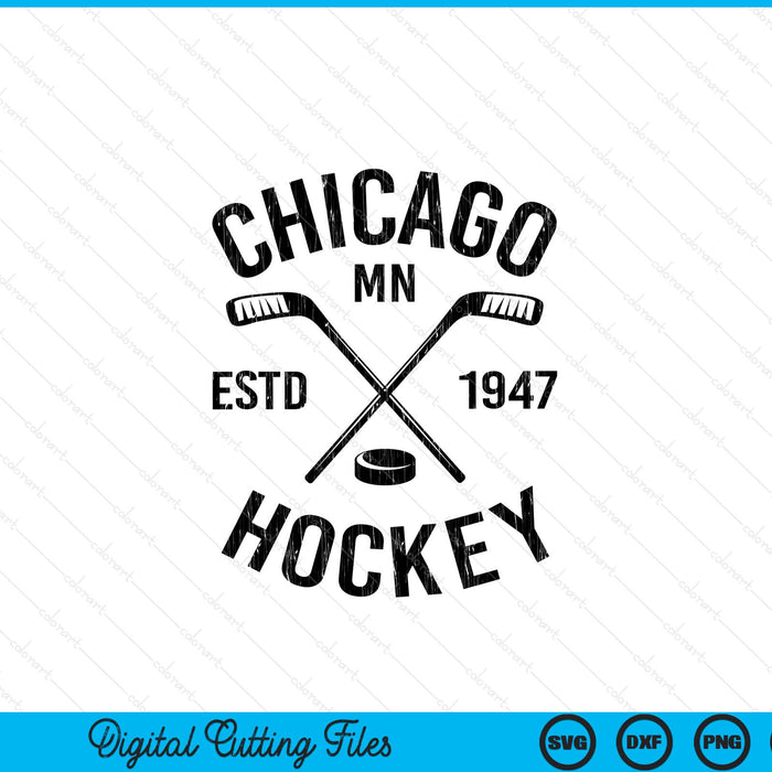 Chicago Minnesota ice hockey sticks vintage SVG PNG cut file for Cricut
