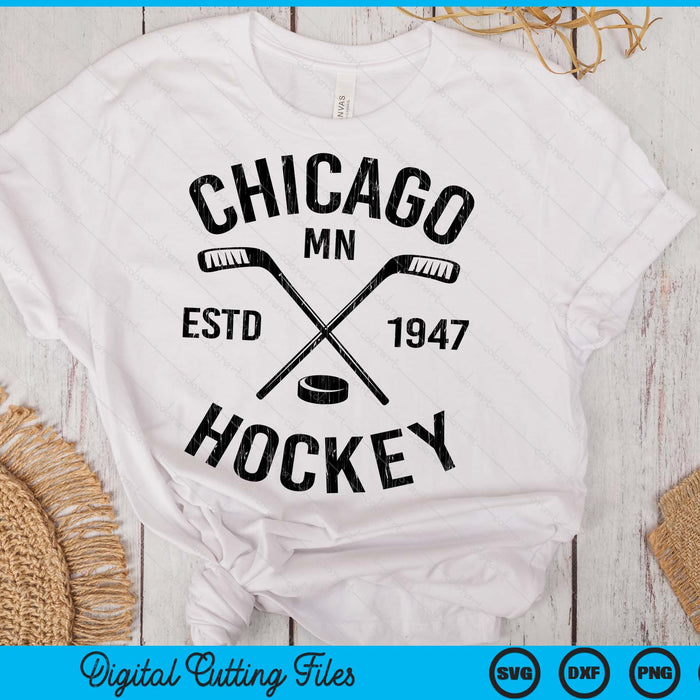 Chicago Minnesota Ice Hockey Sticks Vintage Gift SVG PNG Digital Cutting Files
