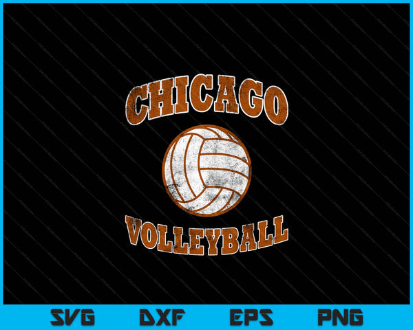Chicago Volleyball Vintage Distressed SVG PNG Digital Cutting Files