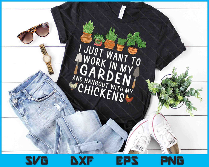Amante del pollo Jardinería divertida SVG PNG Cortar archivos imprimibles