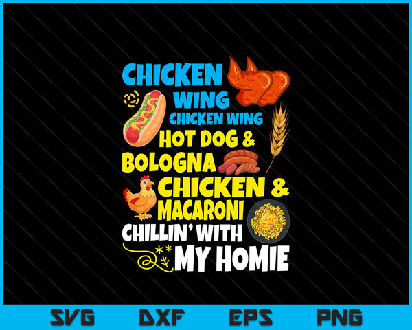 Chicken wing hot dog and Bologna SVG PNG cut file for Cricut