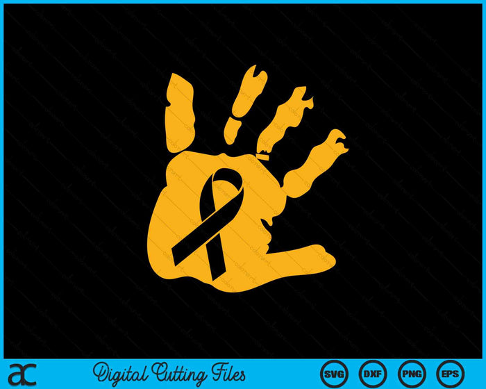 Childhood Cancer Awareness Hand Gold Ribbon Pediatric Cancer SVG PNG Digital Printable Files