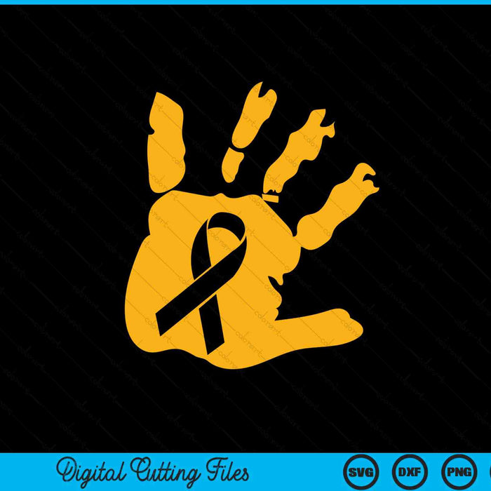 Childhood cancer awareness hand gold ribbon pediatric cancer SVG cut file