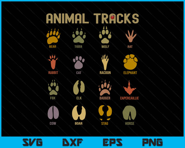 Children's Kids wild animal tracks childrens learning SVG cut file