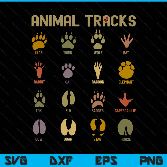 Children's Kids wild animal tracks childrens learning SVG cut file
