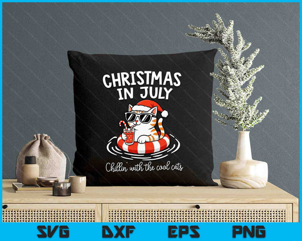 Chillin Cool Cats Christmas In July Kitty Meowy Xmas Summer SVG PNG Digital Printable Files