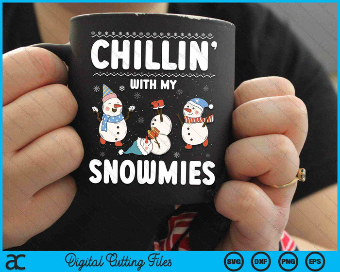 Chillen met mijn Snowmies Sneeuwpop Kerstmis SVG PNG digitale snijbestanden