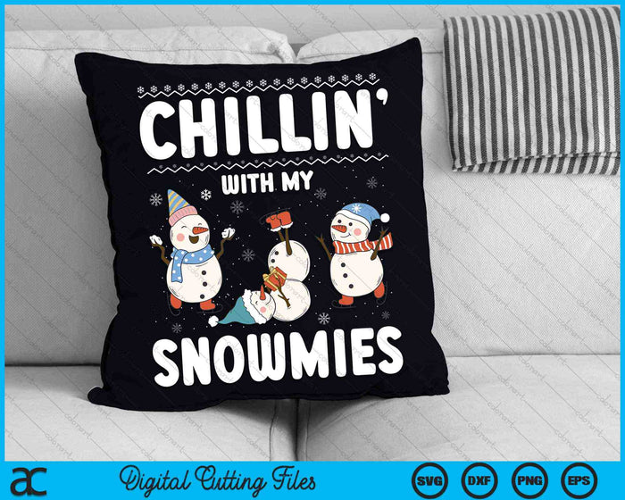 Chillen met mijn Snowmies Sneeuwpop Kerstmis SVG PNG digitale snijbestanden