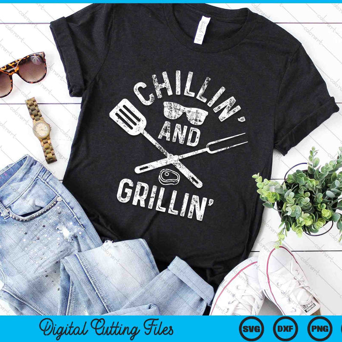 Chillen & grillen BBQ Grill Chef Grappige Barbecue SVG PNG digitale snijbestanden