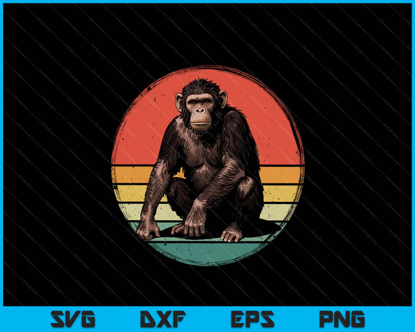 Chimpanzee monkey retro vintage chimp wild zoo animal SVG cut file