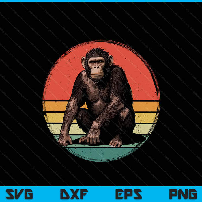 Chimpanzee monkey retro vintage chimp wild zoo animal SVG PNG cut file for Cricut