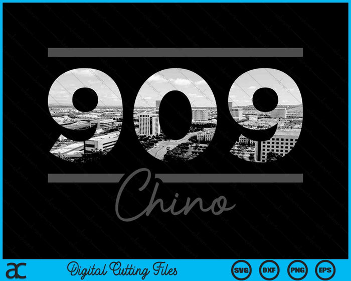 Chino 909 Netnummer Skyline Californië Vintage SVG PNG digitale snijbestanden