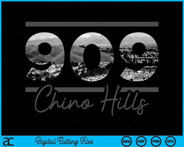 Chino Hills 909 Area Code Skyline California Vintage SVG PNG Digital Cutting Files