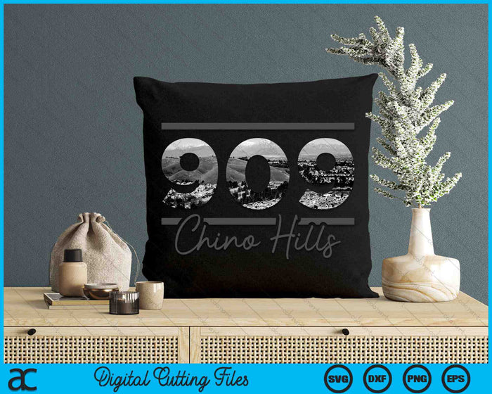 Chino Hills 909 Area Code Skyline California Vintage SVG PNG Digital Cutting Files