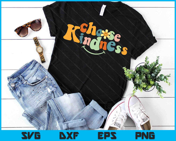 Choose Kindness Retro Groovy Be Kind Women Men Autism SVG PNG Digital Printable Files