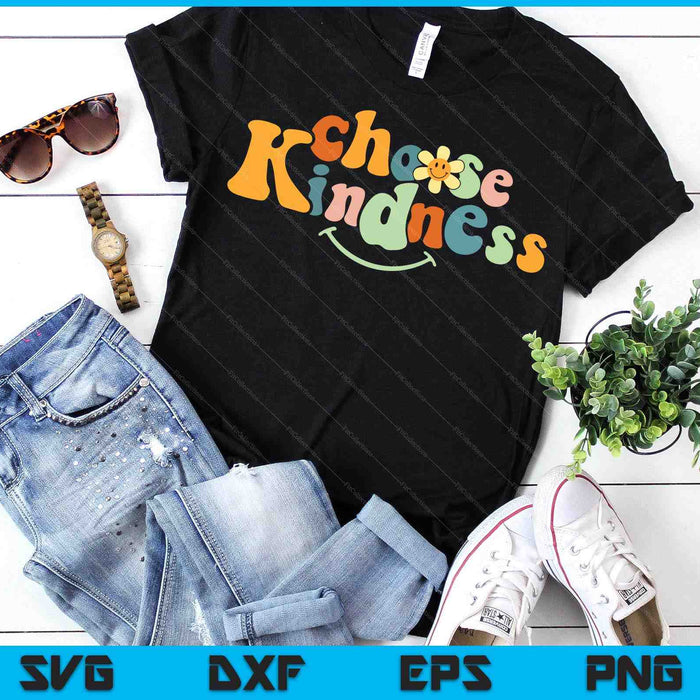 Choose Kindness Retro Groovy Be Kind Women Men Autism SVG PNG Digital Printable Files