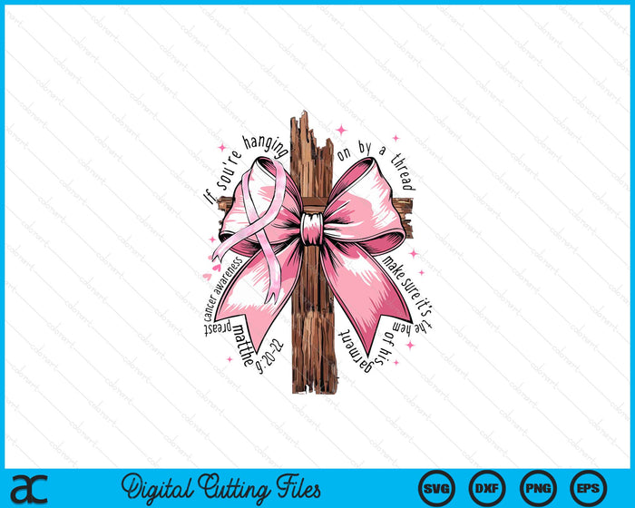 Christian Jesus Pink Coquette Bow Breast Cancer Awareness SVG PNG Digital Printable Files