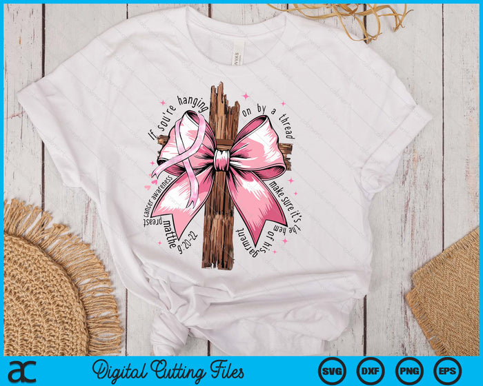 Christian Jesus Pink Coquette Bow Breast Cancer Awareness SVG PNG Digital Printable Files