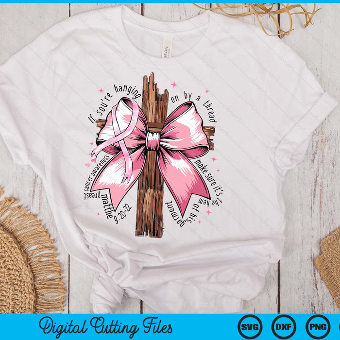 Christian Jesus Pink Coquette Bow Breast Cancer Awareness SVG PNG Digital Printable Files