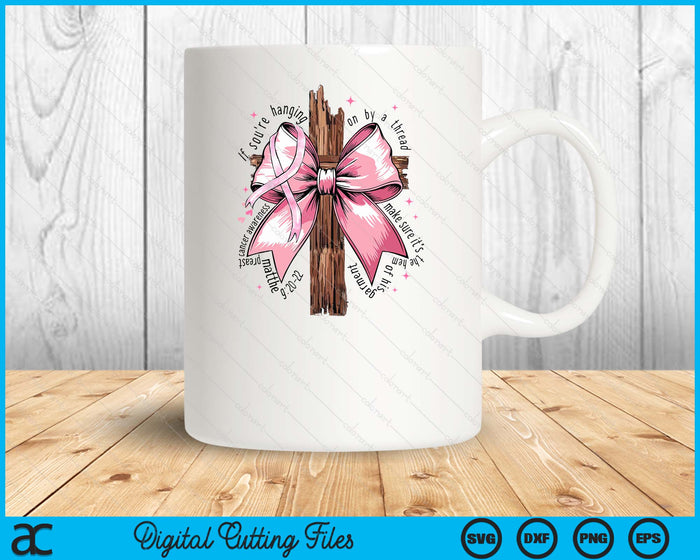 Christian Jesus Pink Coquette Bow Breast Cancer Awareness SVG PNG Digital Printable Files