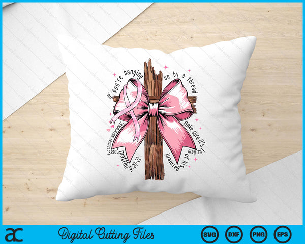 Christian Jesus Pink Coquette Bow Breast Cancer Awareness SVG PNG Digital Printable Files