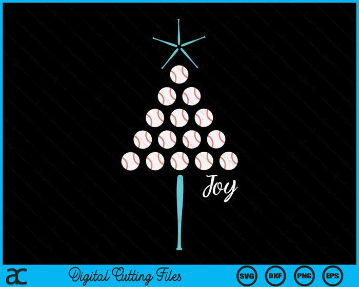 Kerst honkbal ontwerp kerstboom SVG PNG digitale snijden bestanden
