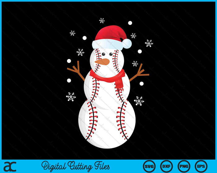 Christmas Baseball Snowman SVG PNG Digital Printable Files