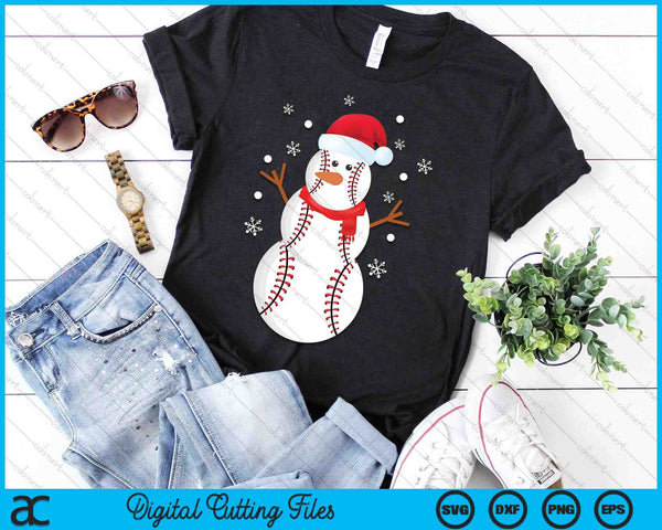 Christmas Baseball Snowman SVG PNG Digital Printable Files