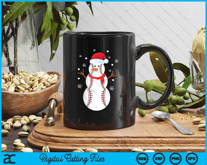 Christmas Baseball Snowman SVG PNG Digital Printable Files