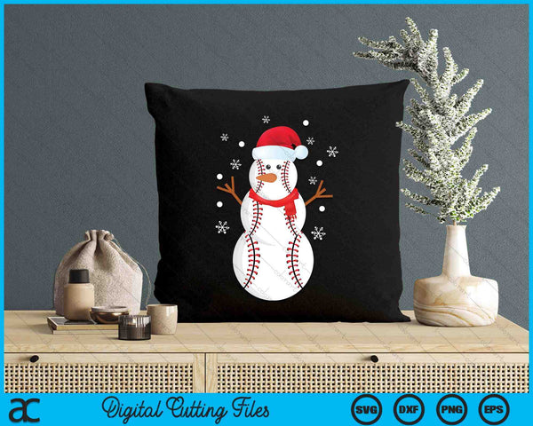 Christmas Baseball Snowman SVG PNG Digital Printable Files